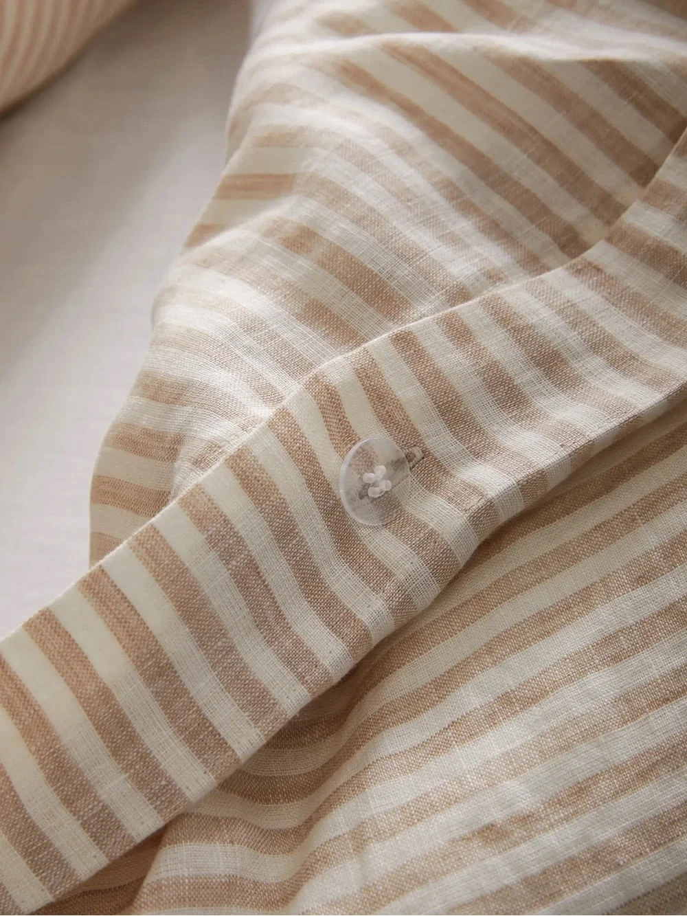 Quince European Linen Stripe Duvet Cover Set Full/Queen Natural/White Stripe